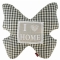 I Love Home- poduszka motyl - szara krata (len + poliester)