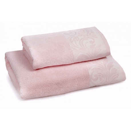 INSPIRACJA FELICIANA ręcznik 50/100cm  Róż + krem. lamówka
